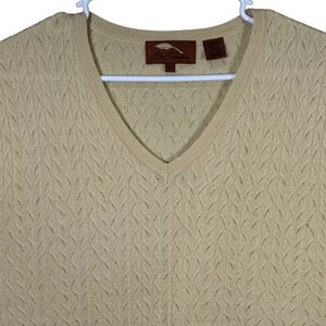 Bob Timberlake Mens Vest XL Tan V-Neck Knit Sweater Sleeveless‎ Golf Wool
